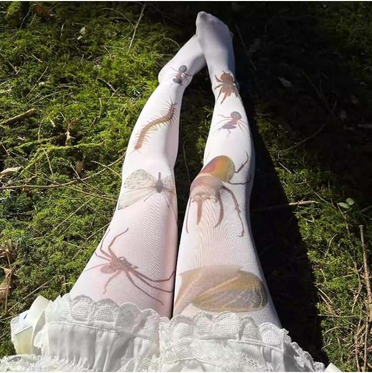 TYATVS Womens Whimsy Twee Funky Tights Emo Goth Patterned Stockings Whimsical Clothes Y2k Grunge Aesthetic - Image 3